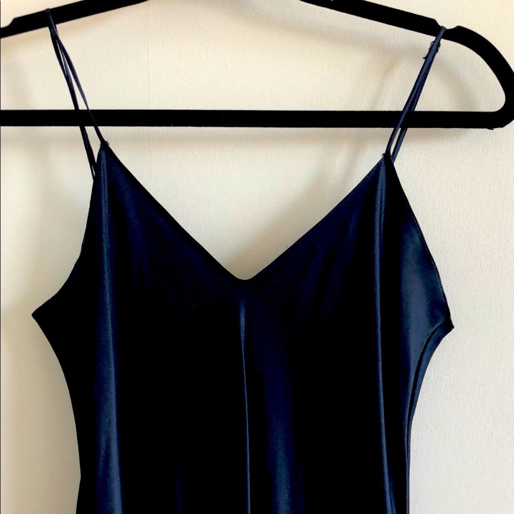 COPY - Nili Lotan silk charmeuse mid-slip dress in Navy.